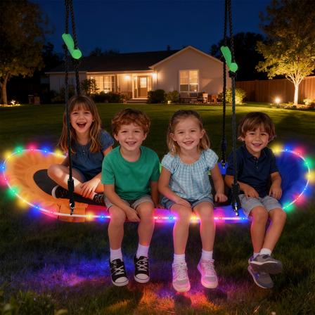 SaveJoy 700lb Platform Swing for Toddlers, Giant 60'' Tree Swing for Kids and Adults with Lights