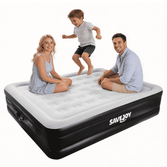 SaveJoy Queen Air Mattress with Built in Pump, 18″ Inflatable Mattress Blow up Air Bed for Camping, Home & Guests