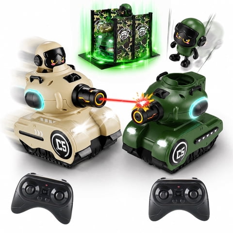 SaveJoy 2Pack Remote Control Cars, RC Battle Tank, RC Toy Cars with Station for Boys Girls Ages 3-8, Birthday Gifts for Kids