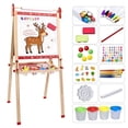 thumbnail image 1 of SaveJoy Kids Easel,Reindeer Adjustable Double-Sided Whiteboard,Wooden Toddlers Drawing Chalkboard with Paper & Art Supplies for 3-8 Boys Girls, 1 of 9