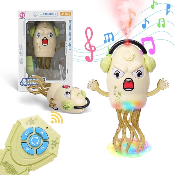 SaveJoy Baby Interactive Toy, Crawling Squid Toy with Mist Spray, Remote Control Dancing Toy with Lights & Music, Sensory Toy for Toddlers 3 