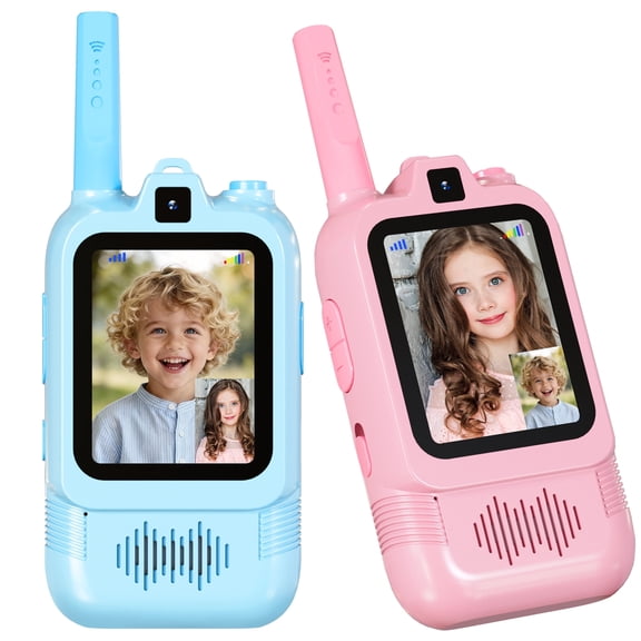 SaveJoy Video Walkie Talkie Toys for Kids,2 Pack Rechargeable Video Intercom with Switchable Dual Cameras,Long Range,Interactive Chat with Photos, Music & Voice Message for Boys Girls Ages 3-12