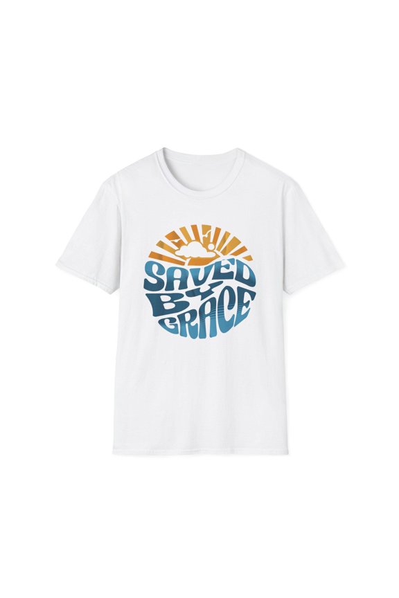Saved By Grace T-Shirt: Retro Christian 1960s Psychedelic Unisex Tee