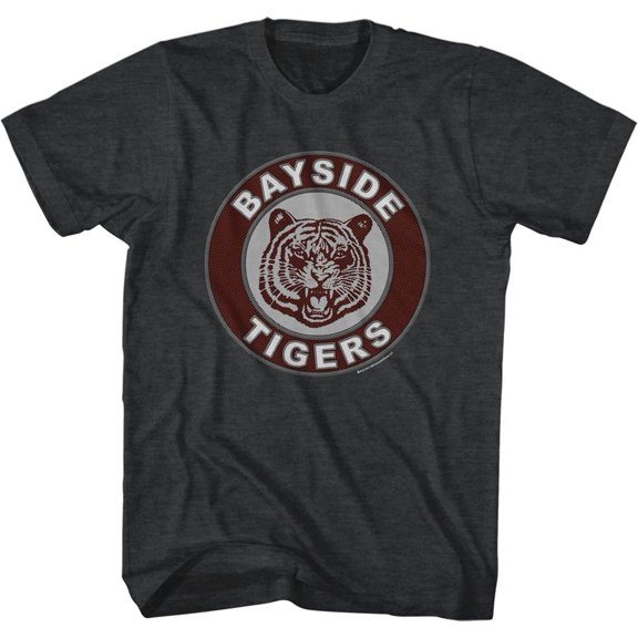 Saved By The Bell Bayside Patch Black Heather Adult T-Shirt 4Xlt