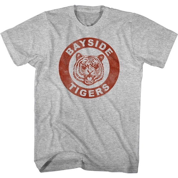 Saved By The Bell Distressed Bayside Crest Gray Heather Adult T-Shirt 3Xlt