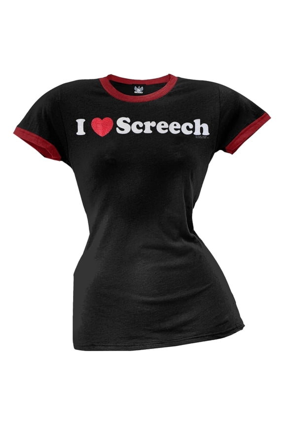 - I Heart Screech Juniors Ringer T-Shirt - Large
