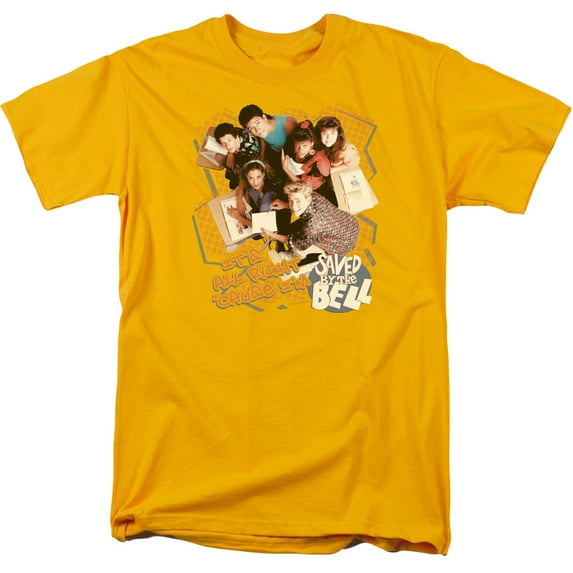 trevco men's saved by the bell short sleeve t-shirt, gold, x-large
