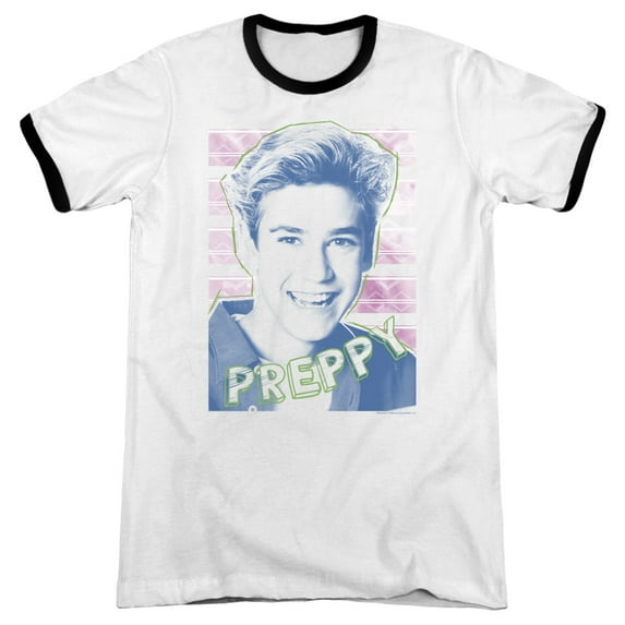 Saved By The Bell Preppy Adult Ringer T-Shirt White Black