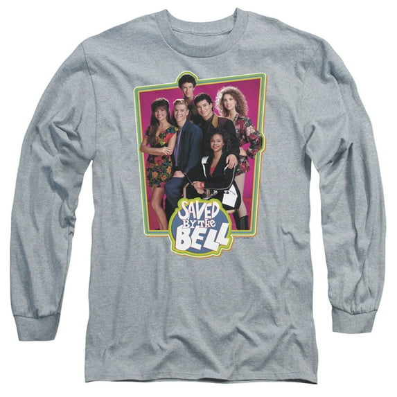 Saved By The Bell Saved Cast Long Sleeve Adult 18/1 T-Shirt Athletic Heather
