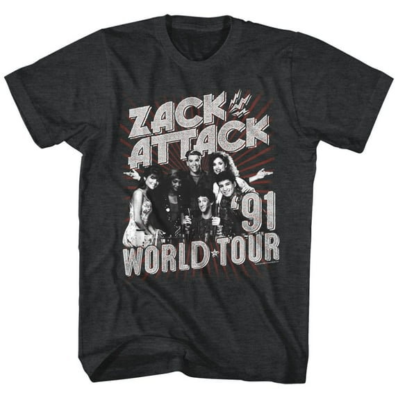 Saved By The Bell Zack Attack World Tour Black Heather Adult T-Shirt Xlt