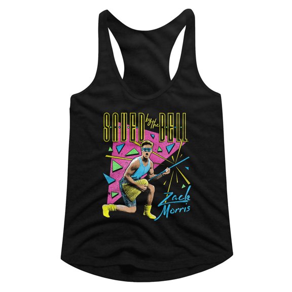 Saved By The Bell Zack Splosion Black Junior Women's Racerback Tank Top T-Shirt
