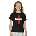 thumbnail image 1 of Saved Hashtag Religious Christian Crewneck T Shirts Boy Girl Teen Brisco Brands X, 1 of 6