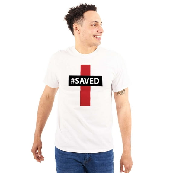 Saved Hashtag Religious Christian Plus Size Crewneck Graphic Tee Shirt Brisco Brands 2X