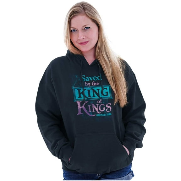 Saved King Jesus Christian Faith Women Plus Size Graphic Pullover Hoodie Brisco Brands 4X