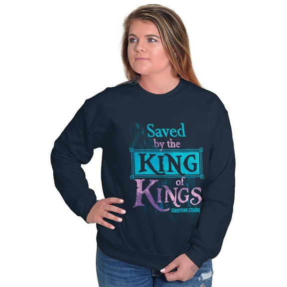 Saved King Jesus Christian Faith Women Plus Size Crewneck Sweatshirt Brisco Brands 4X