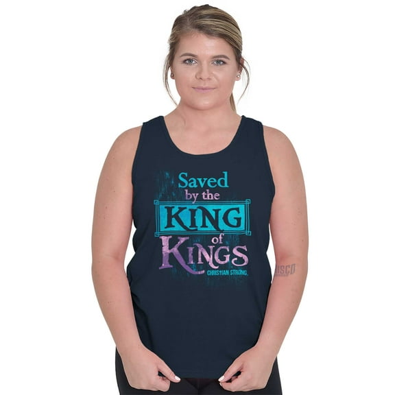 Saved King Jesus Christian Faith Womens Plus Size Graphic Tank Top Brisco Brands 3X