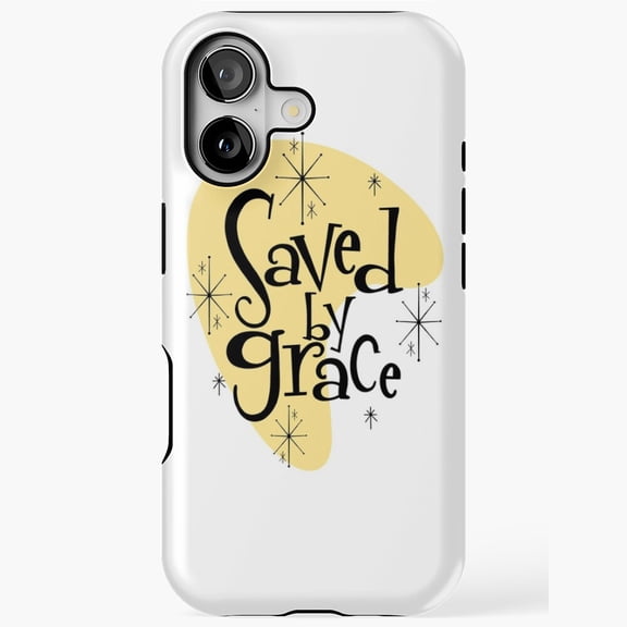 Saved by Grace MidMod Yellow Minimal Retro Typography Phone Case with iPhone 17 to 11 Pro Max