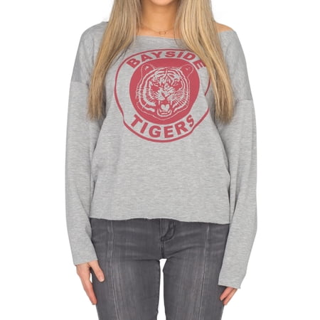 saved by the bell kelly kapowski bayside off the shoulder gray juniors sweatshirt