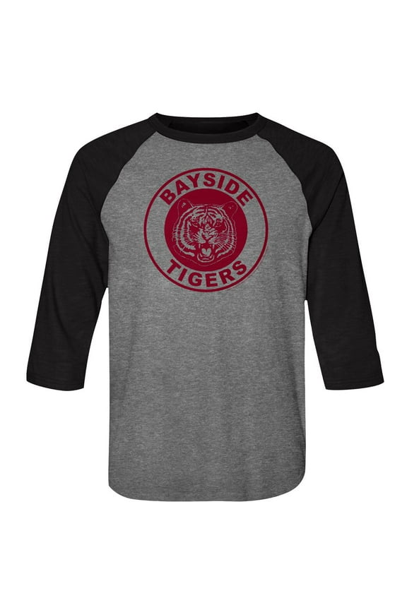 Saved by the Bell Bayside Tigers Gray Heather/Dark Heather Long Sleeve Raglan T-Shirt