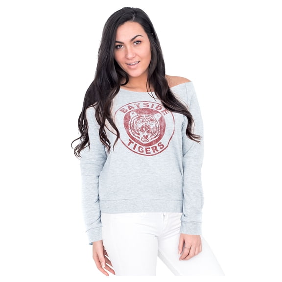 Saved By The Bell Kelly Kapowski Bayside Off The Shoulder Gray Juniors/Ladies Sweatshirt