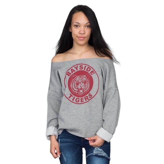 Saved by the Bell Kelly Kapowski Bayside Off the Shoulder Gray Juniors Sweatshirt