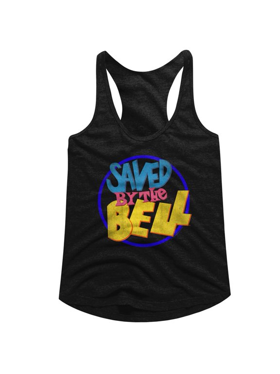 Saved by the Bell Round Logo Black Junior Women's Racerback Tank Top