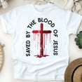 thumbnail image 1 of Saved by the Blood of Jesus T-Shirt | Christian Cross Graphic Tee, White, Size S, 1 of 6