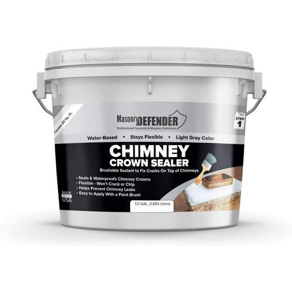 MasonryDefender Chimney Crown Sealer - Brushable Sealant Fixes Cracked Chimney Tops & Prevents Chimney Leaks