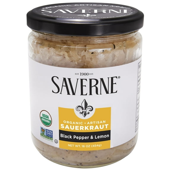Saverne Black Pepper & Lemon Organic Sauerkraut / 16oz Glass