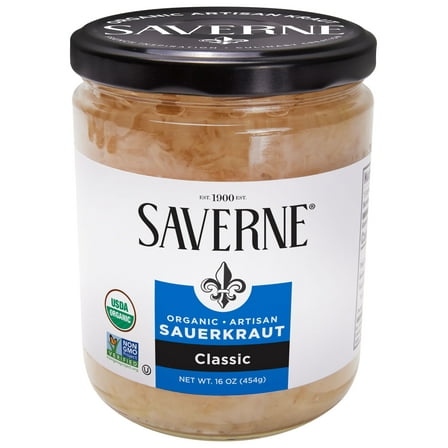 Saverne Organic Naturally Fermented Shredded Sauerkraut, 16 oz Jar
