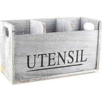 Saverstate Kitchen Utensil Holder Nice Size Utensil Holder for Kitchen Counter 3 Compartment with removable front bar for Efficient Utensil Organizer and Cooking Tools Storage Rustic White