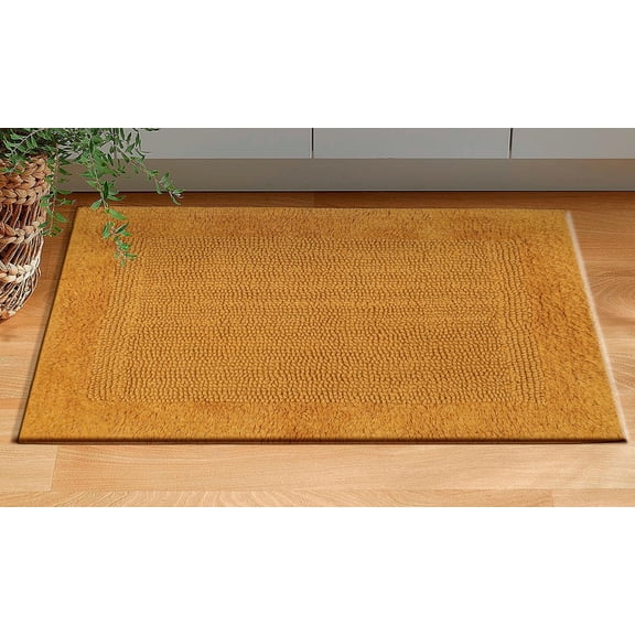 Savi Home 100% Cotton Reversible Bath Mat Rug, Honey Mustard, 17 x 24 Inch