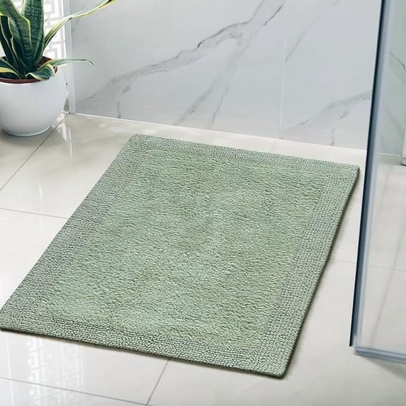 Savi Home Cotton Hand-Tufted Bathroom Rug, Reversible Soft Bath Mat, Sage green, 17 x 24 Inch