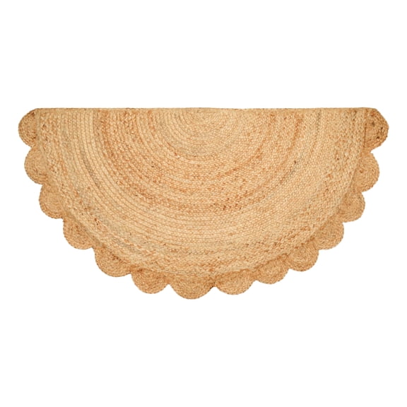 Savi Home Half Handwoven Jute Braided Area Rug with Scalloped Border 22 x 42 Inches Natural
