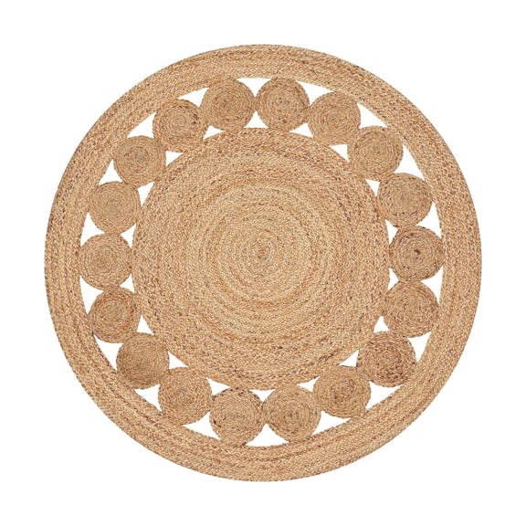 Savi Home Handwoven Jute Braided Area Rug, Natural, Round, 3 ft