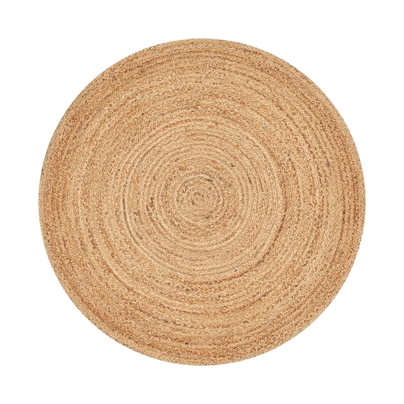 Savi Home Handwoven Jute Braided Round Area Rug 3 Feet Natural Reversible Farmhouse