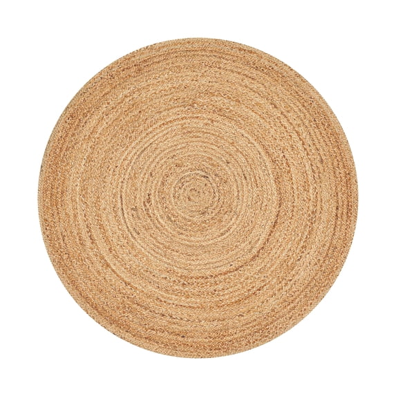 Savi Home Handwoven Jute Braided Round Area Rug 3 Feet Natural Reversible Farmhouse