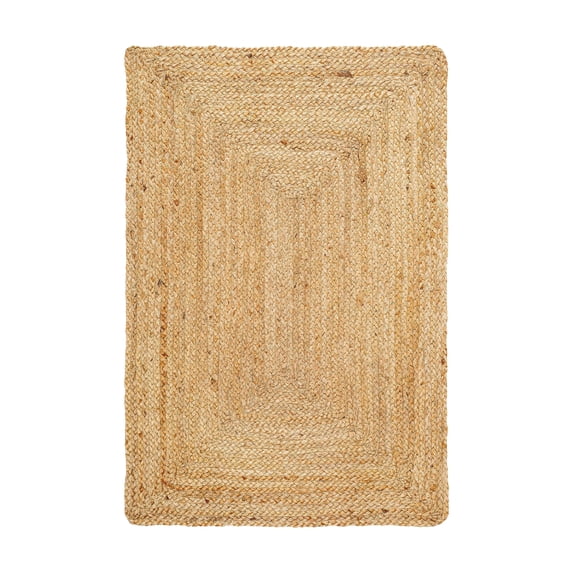 Savi Home Natural Jute Rug 3'x5' Ft – Handwoven Braided Area Rug for Kitchen – 36x60 Inch