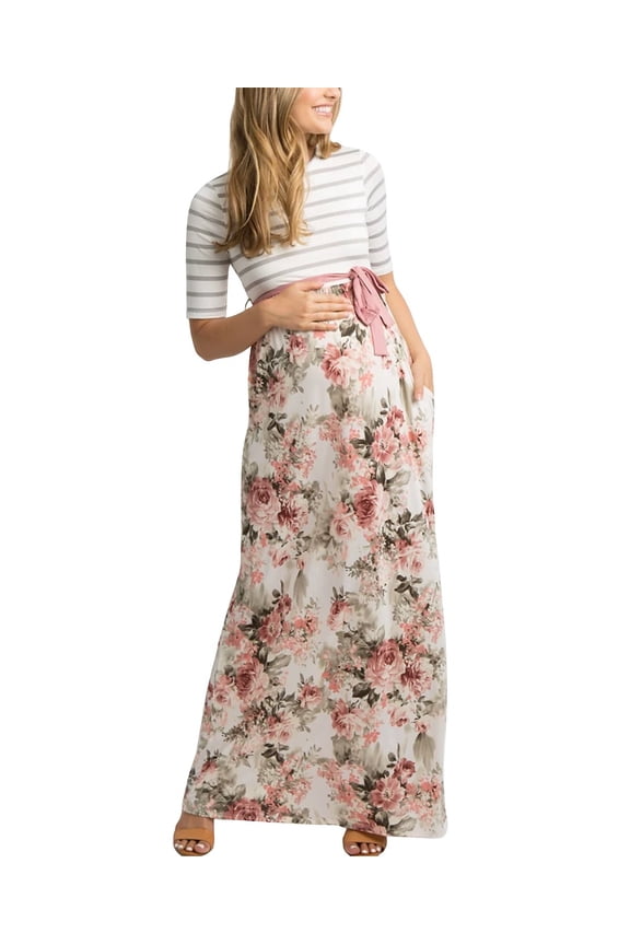 Women's Forence Floral Maxi Maternity Dress, Size Large, Multi