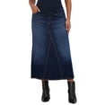 thumbnail image 1 of Savi Parker Denim Maternity Maxi Skirt with Pockets – A Line Maternity Jeans Over The Belly Long Pregnancy Denim Skirt (S, Zoe Wash), 1 of 7