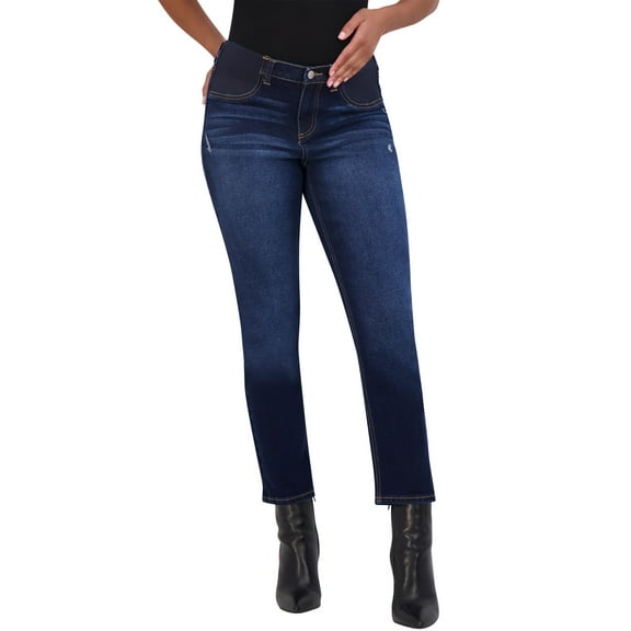 Savi Parker Maternity Jeans for Women, Straight Leg Elastic High Waist Pant, Pregnancy Clothes for All Seasons – 27" Inseam (L, Zoe Wash)