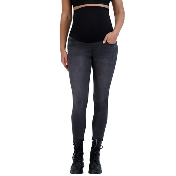 Savi Parker Women’s Maternity Jeans Over The Belly - Pregnancy Clothes for All Seasons, Maternity Pants – 27“ Inseam (L, Charcoal)