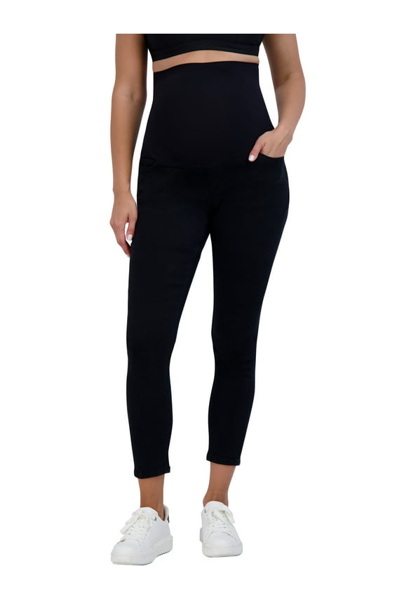 Women’s Maternity Jeans Over The Belly - Pregnancy Clothes for All Seasons, Maternity Pants – 27“ Inseam (S, Black Rinse)