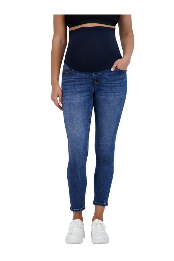 Women’s Maternity Jeans Over The Belly - Pregnancy Clothes for All Seasons, Maternity Pants – 27“ Inseam (XL, Medium Wash)