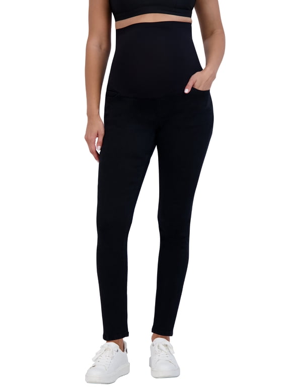Women’s Maternity Jeans Over The Belly - Pregnancy Must Haves Fall and Winter Maternity Clothes (S, Black Rinse)