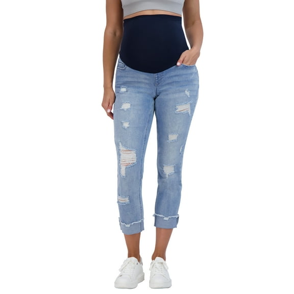 Savi Parker Women’s Maternity Jeans Over The Belly - Pregnancy Must Haves Fall and Winter Maternity Clothes (S, Light Wash)