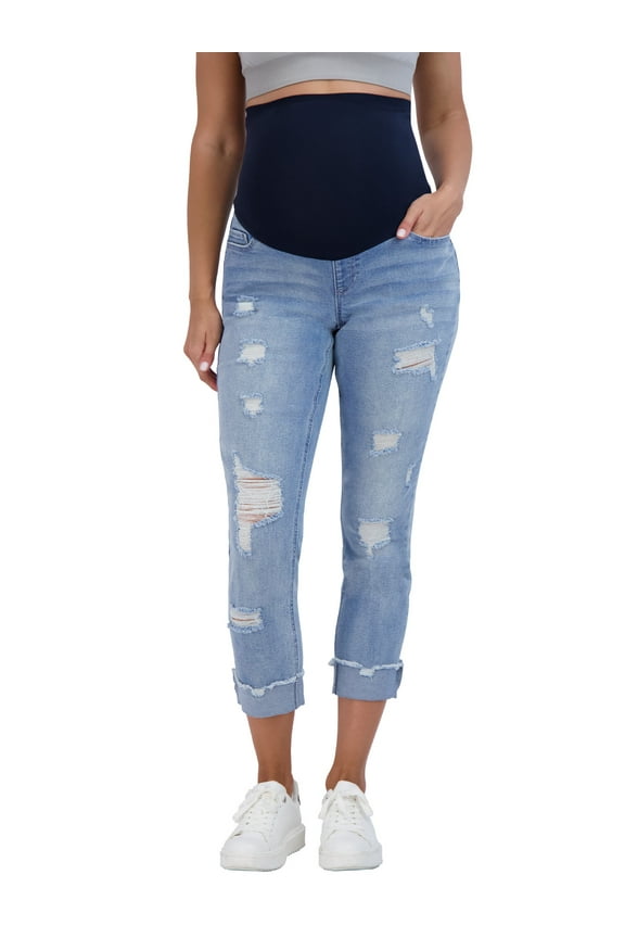 Women’s Maternity Jeans Over The Belly - Pregnancy Must Haves Fall and Winter Maternity Clothes (S, Light Wash)