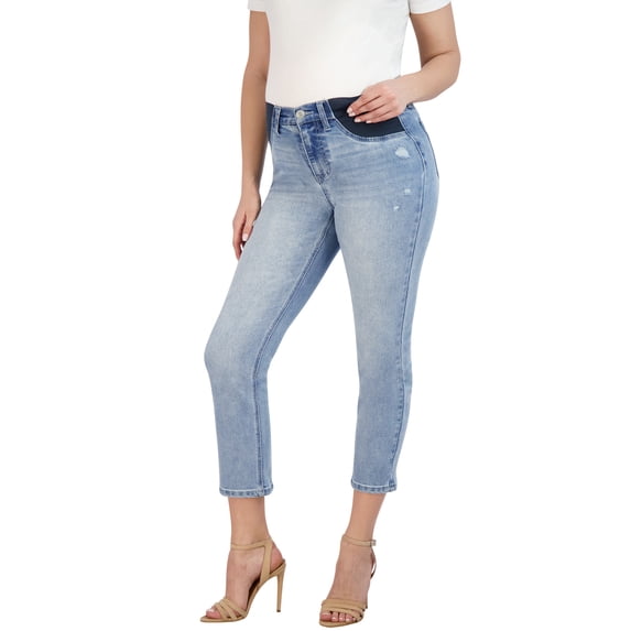 Savi Parker Women's Maternity Jeans Straight Leg - Maternity Pants Elastic High Waist - Mom To Be Comfy Activewear - Pregnant Women Clothes for All Seasons - BCI Certified (XL, Savannah Wash)