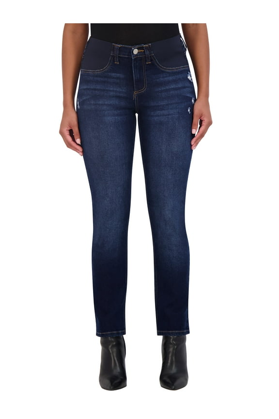 Women's Maternity Jeans Under The Belly – Comfy Stretch Straight Leg Distressed Maternity Jeans - 29" Inseam (M, Zoe Wash)