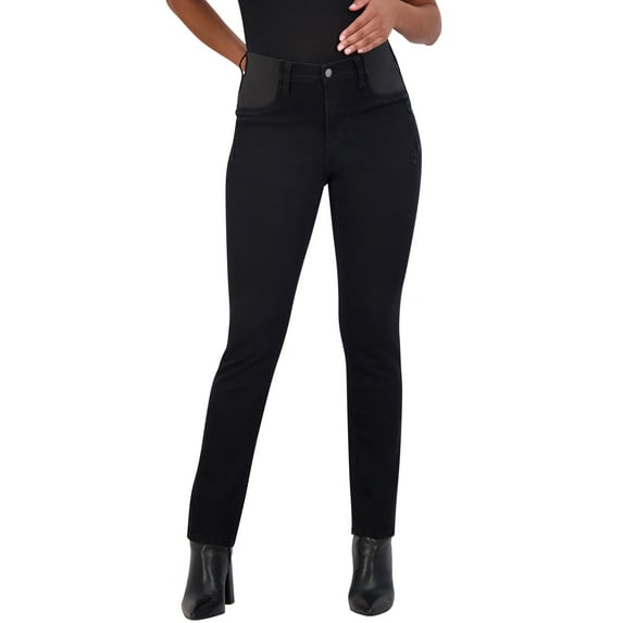 Savi Parker Women's Maternity Jeans Under The Belly – Comfy Stretch Straight Leg Distressed Maternity Jeans - 29" Inseam (S, Black)